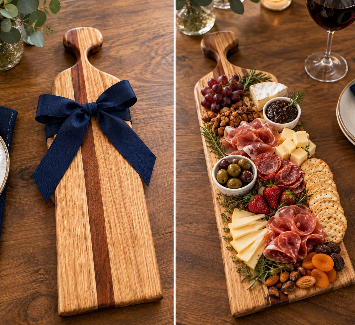 Tablas de madera de tzalam y encino para charcutería