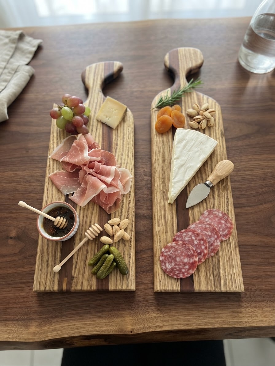 Tablas de madera de tzalam y encino para charcutería